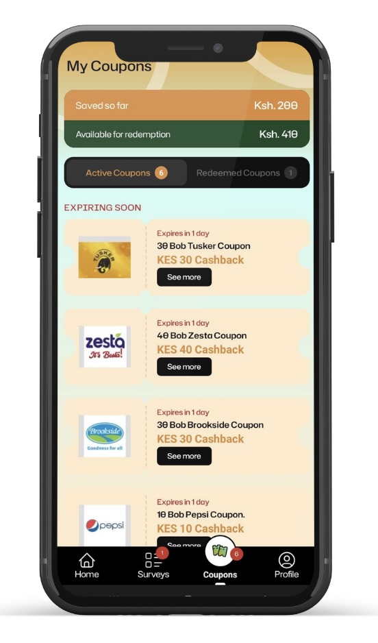 Active coupons mockup