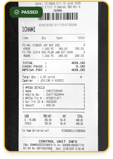 Verified Stahili Receipt
